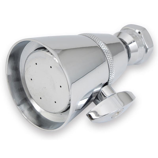Cabezal de ducha de pared de latón cromado Whedon Adjust-A-Spray Elite de 2 configuraciones y 2 galones por minuto