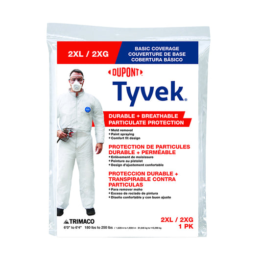 Dupont Tyvek Tyvek Coveralls White 2XLT 1 pk
