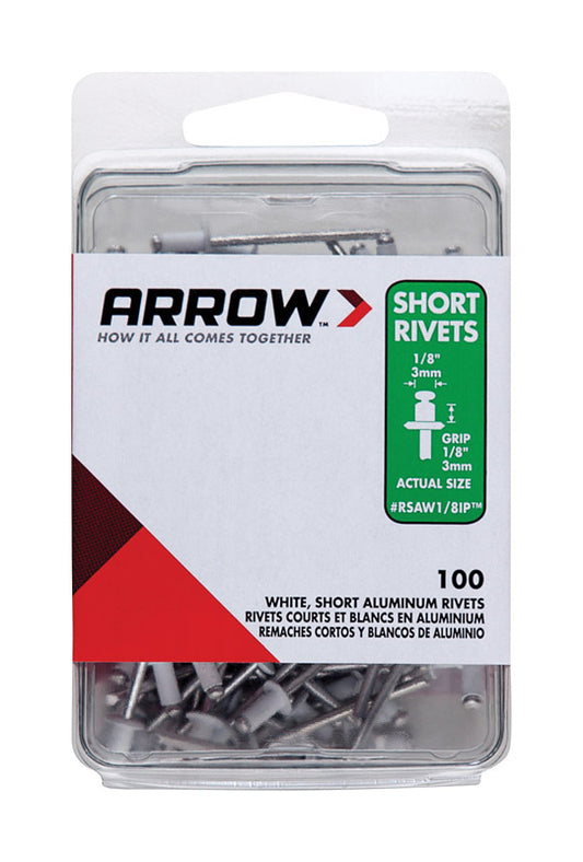 Arrow 1/8 in. D X 1/8 in. Aluminum Rivets White 100 pk