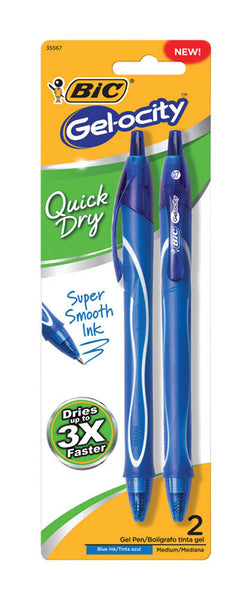 Bolígrafo de gel retráctil BIC Gel-ocity azul, paquete de 2 (paquete de 6)