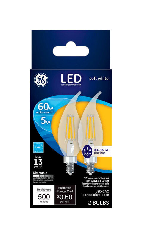 GE C10 E12 (Candelabra) LED Bulb Soft White 60 Watt Equivalence (Pack of 6)