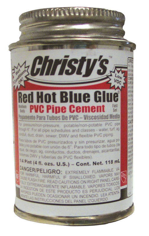 Christy's Red Hot Blue Glue Blue Cement For PVC 4 oz