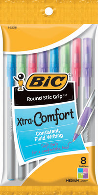 Bic GSMAGP81-AST Round Stic Grip Assorted Colors 8 Count