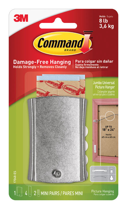 3M Command Steel-Plated Silver Metal 8 lb. 1 pk Picture Hanger