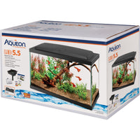 Aqueon LED Aquarium Kit Rectangle 5.5 Gallon with Glass Tank, Low Profile Hood, QuietFlow Filter and LED Lighting