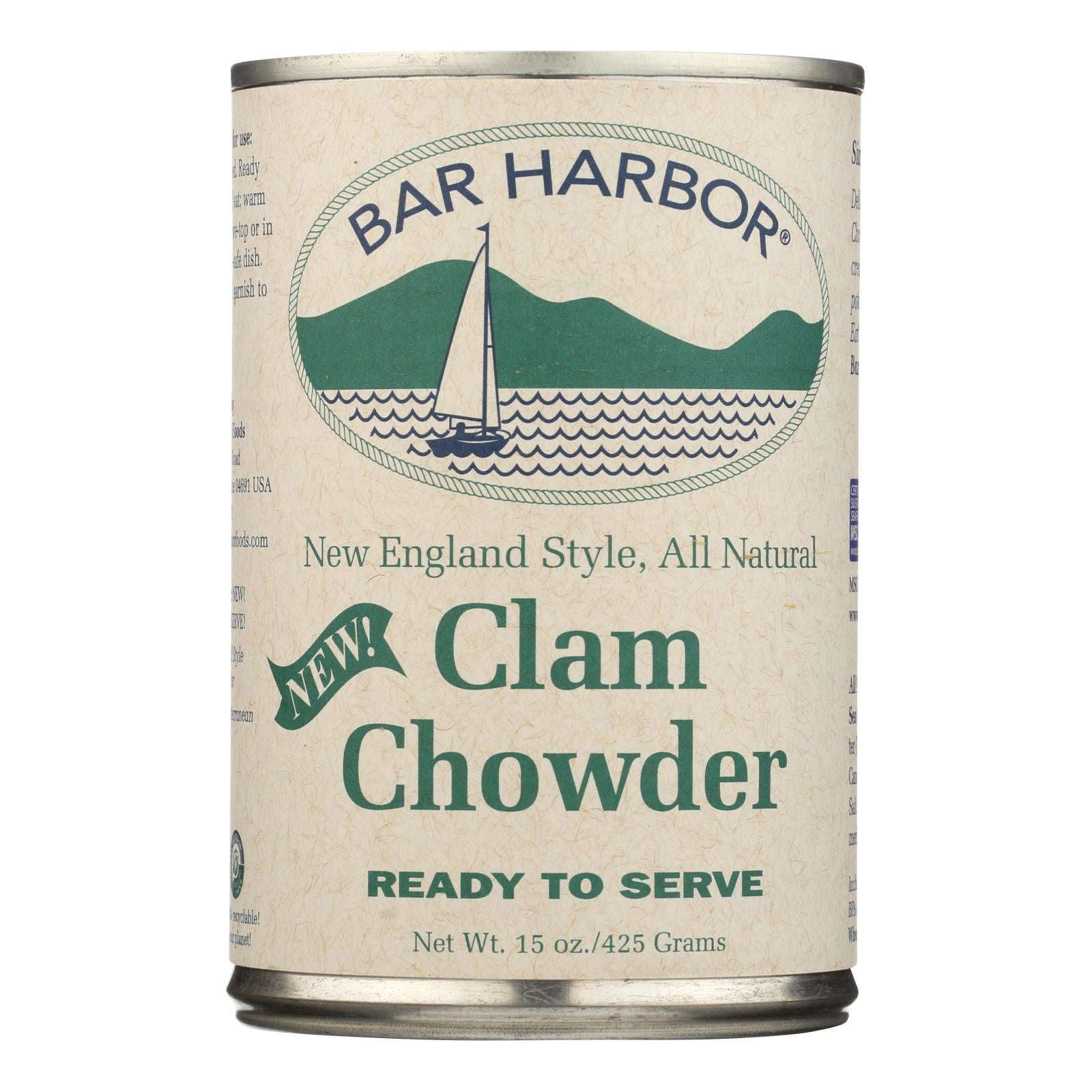 Bar Harbor - Clam Chowder - Ready to Serve - Case of 6-15 oz. (Pack of ...