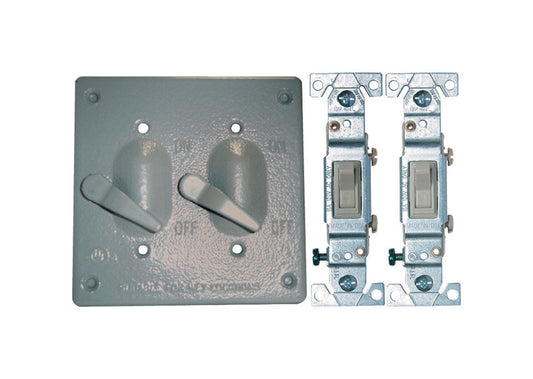 Sigma Engineered Solutions Square Metal 2 gang Toggle Switch and Cover