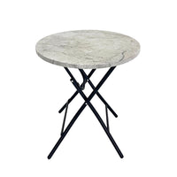 Living Accents Stone Finish Cream Round Metal Folding Side Table (Pack of 4)