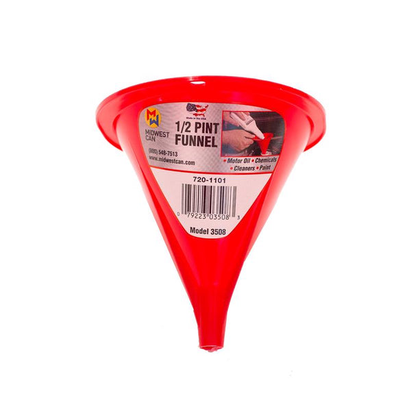 Embudo Midwest Can rojo de polietileno, 4.5 pulg. de alto, 0.5 pt