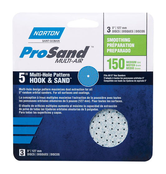 Norton ProSand 5 in. Ceramic Alumina Hook and Loop A975 Sanding Disc 150 Grit Fine 3 pk