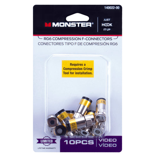 Monster Just Hook It Up Compression RG6 Compression  Connector 10 pk