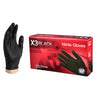 X3 Nitrile Disposable Gloves X-Large Black Powder Free 100 pk