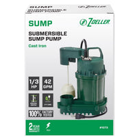 Zoeller 1/3 HP 2520 gph Cast Iron Vertical Float Switch AC Submersible Sump Pump 9 ft³ - Open Box