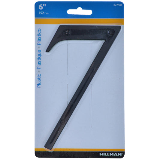 Hillman 6 in. Black Plastic Nail-On Number 7 1 pc (Pack of 3)