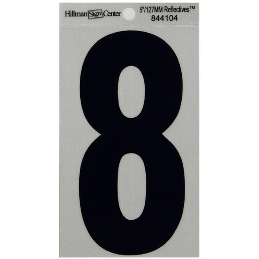 Hillman 5 in. Reflective Black Mylar Self-Adhesive Number 8 1 pc (Pack of 6)