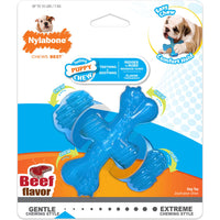 Nylabone Puppy Chew X Bone Beef Flavor Regular Size Dog Chew for Puppies Up to 15 lb