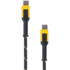DeWalt Black/Yellow Reinforced Braided USB-C Cable For USB PD Devices 4 ft. L