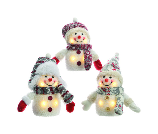 Decoris LED Assorted Plush Snowman Christmas Decor (Pack of 24).