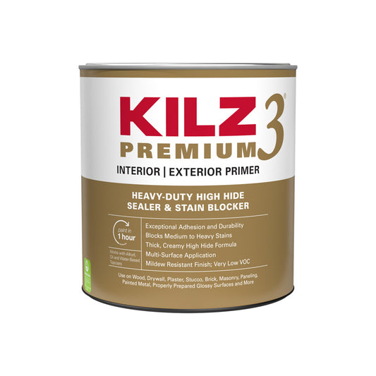Kilz Premium White Water-Based Primer and Sealer For All Surfaces 1 qt. (Pack of 6)