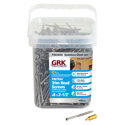 GRK Fasteners No. 8  x 2-1/2 in. L Star Trim Head Stainless Steel Construction Screws 420 pk