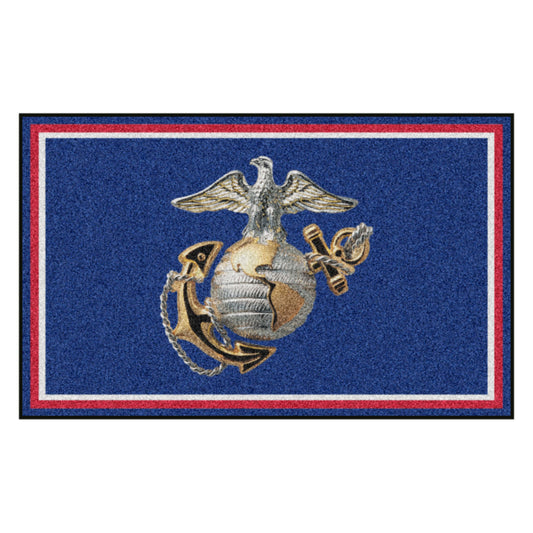 U.S. Marines Eagle, Globe, and Anchor 4ft. x 6ft. Plush Area Rug