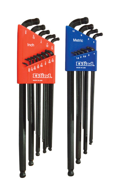 Eklind Tool Double-Ball-Hex-L Assorted Metric and SAE Long Arm Double Ball Hex L-Key Multi-Size in. (Pack of 6)
