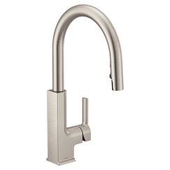 Grifo de cocina de arco alto, extraíble, monomando, de acero inoxidable resistente a las manchas
