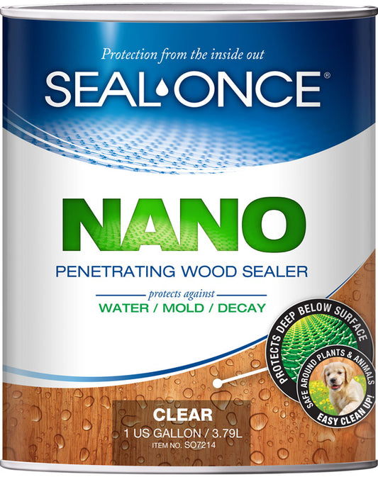 Seal-Once Nano Flat Clear Water-Based Premium Wood Sealer 1 gal (Pack of 4).