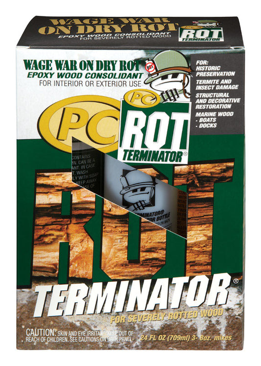 PC Products PC-Rot Terminator Amber Waterproof Epoxy-Based Indoor/Outdoor Wood Hardener 24 oz.