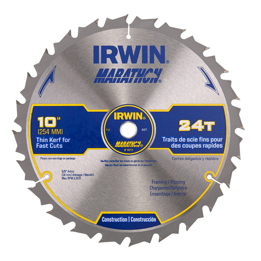Irwin Marathon 10 in. D X 5/8 in. Carbide Circular Saw Blade 24 teeth 1 pk