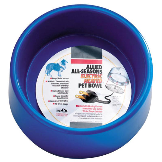 API Blue Plastic 5 qt Heated Pet Bowl For Dog