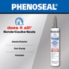 Phenoseal Gray Vinyl Kitchen and Bath Adhesive Caulk 10 oz. (Pack of 12)
