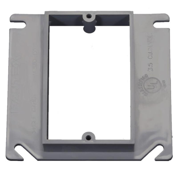 Caja de extensión Cantex EZ Box para trabajo nuevo y antiguo, cuadrada, de PVC, de 1 vía, color gris