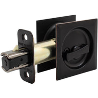 Contemporary Square Pocket Door Lock, Privacy (Bed/Bath) Latch, 2-3/8 inch Backset, RCL, Vintage Bronze by Stone Harbor Hardware (C) - Open Box