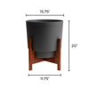 Bloem Charcoal Plastic Round Hopson Planter 14.5 H x 16 Dia. in. with Stand