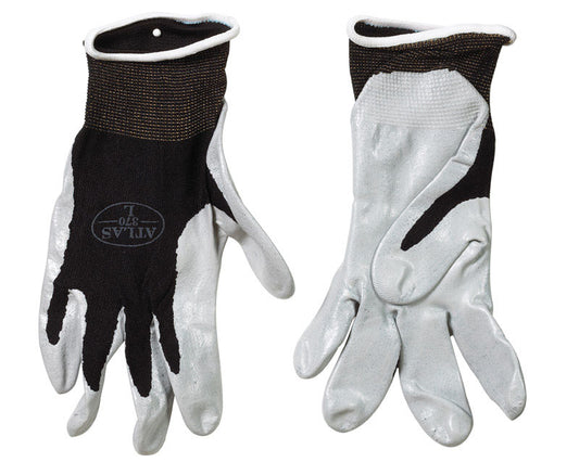 Atlas Unisex Indoor/Outdoor Nitrile Dipped Gloves Black/Gray S 1 pair (Pack of 12)