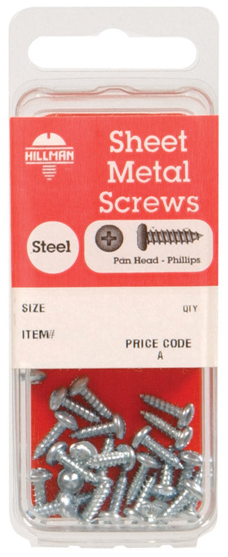 Hillman No. 12 x 1-1/4 in. L Phillips Pan Head Zinc-Plated Steel Sheet Metal Screws 6 pk (Pack of 10)