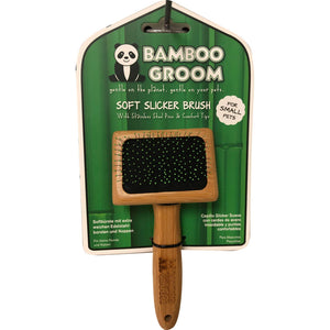 Bamboo Groom Soft Slicker Brush for Dogs and Cats Gentle Deshedding Tool Small