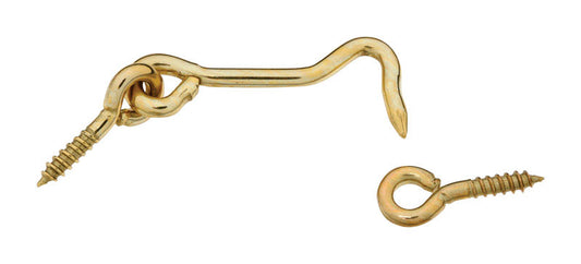 National Hardware Gold Solid Brass 2 in. L Hook and Eye 1 pk
