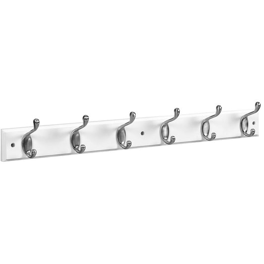 National Hardware 27 in. L Satin Nickel White Wood Satin Nickel and White Hook Rack (Pack of 4)