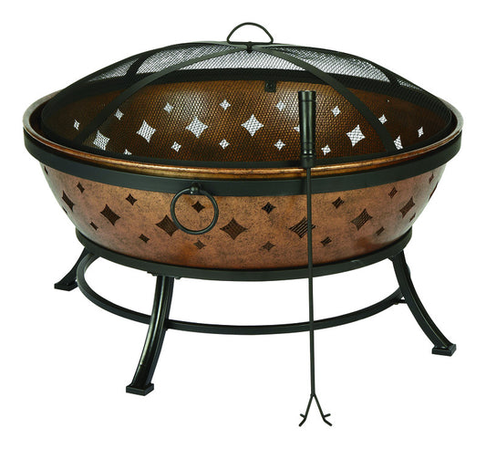 Living Accents 35.8 in. W Steel Noma Round Wood Fire Pit
