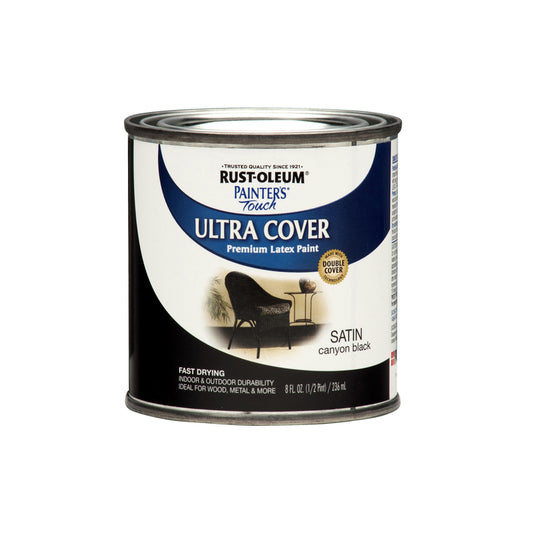 Rust-Oleum Ultra Cover Satin Canyon Black Paint Indoor and Outdoor 250 g/L 8 oz. (Pack of 6)