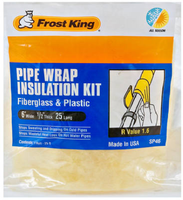 Frost King 6 in. W x 25 ft. L 1.6 Unfaced Fiberglass Pipe Insulation Wrap Roll 12.5 sq. ft.