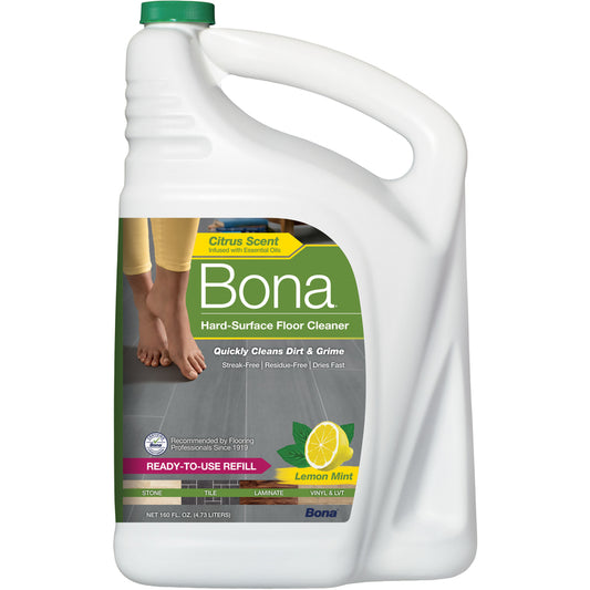 Bona Lemon Mint Scent Floor Cleaner Refill Liquid 160 oz (Pack of 4)