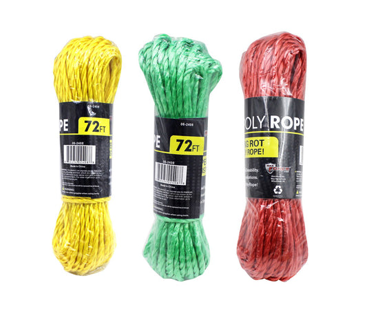 JMK 1/4 in. Dia. x 72 in. L Assorted Twisted Poly Rope (Pack of 36)