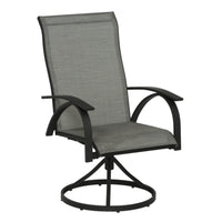 Living Accents Roscoe Black Steel Frame Sling Swivel Chair (Pack of 2)