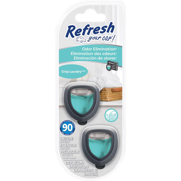 Refresh Your Car! Crisp Laundry Scent Mini Car Diffuser 0.1 oz Liquid 2 pk - Open Box