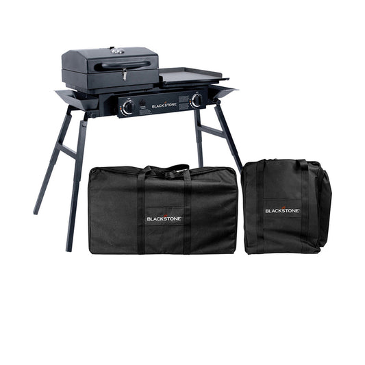 Blaster Blackstone Weather-Resist Canvas Black Tailgater Combo Grill Cover/Carry Bag for Tailgater & Grill Box