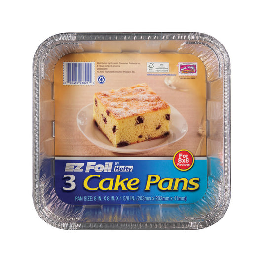 Hefty EZ Foil 8 in. W x 8 in. L Cake Pan 3 (Pack of 12)