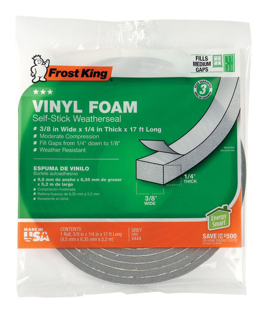 Frost King Gray Vinyl Clad Foam Weather Seal For Doors and Windows 17 ft. L X 0.25 in.